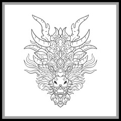 dragon head mandala arts isolated on black background