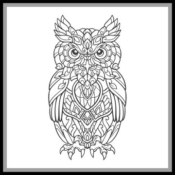 Owl mandala arts isolated on black background