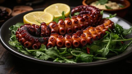 Fresh seafood grilled octopus