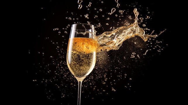 an image of a sparkling glass of champagne with bubbles rising to the surface