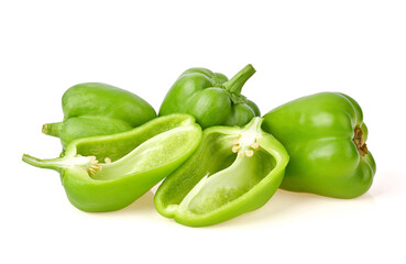 Group of Green Bell Peppers isolated on white background