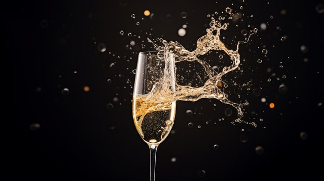 an image of a sparkling glass of champagne with bubbles rising to the surface