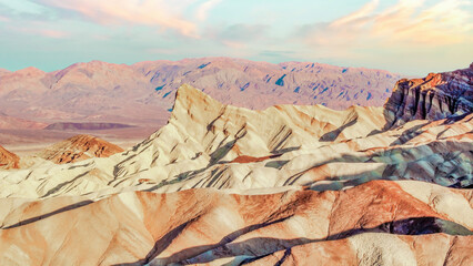 Zabriskie Point is a part of Amargosa Range located east of Death Valley in Death Valley National Park in California