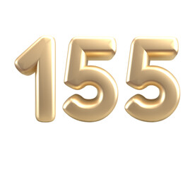 3D render number with gold style