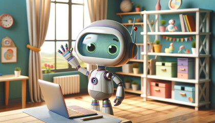 かわいいロボットがバイバイする様子