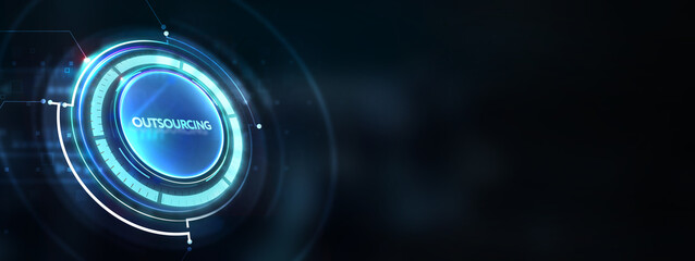 Business, Technology, Internet and network concept. Outsourcing Human Resources. 3d illustration