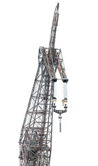 Fototapeta na wymiar Tower crane isolated white background