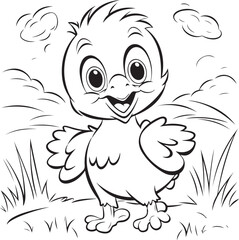 Fototapeta premium cheerful chicks hand drawn coloring page for kids