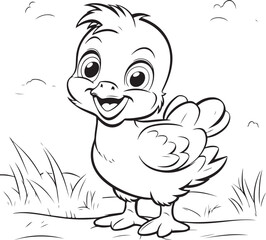 cheerful chicks hand drawn coloring page for kids