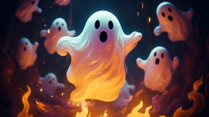 Fototapeta na wymiar Fun ghosts background