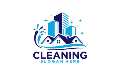 House Building Cleaning company badge, emblem. Vector illustration.