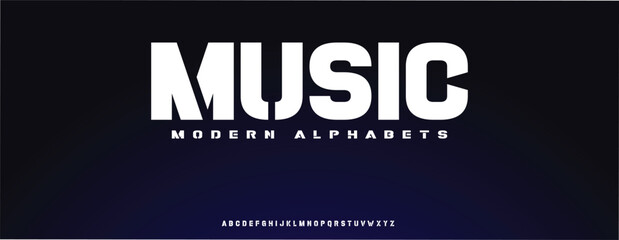 Music stylish minimal typography modern alphabet letter logo design - obrazy, fototapety, plakaty