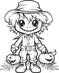 halloween celebration hand drawn witch illustration for coloring book