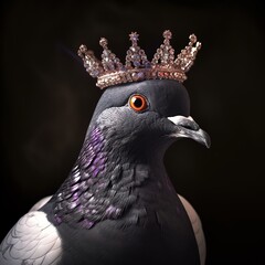 Portrait of a majestic Pigeon with a crown