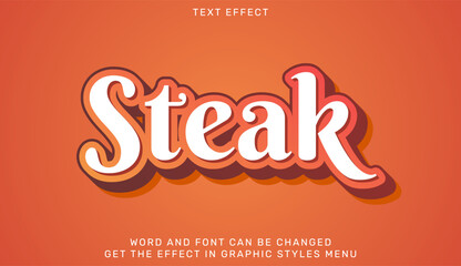 Steak text effect template in 3d design