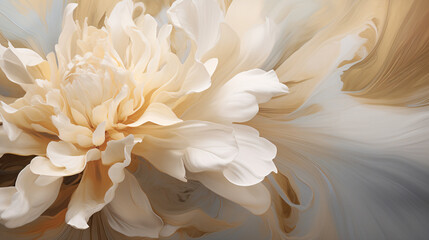 Fototapeta na wymiar Abstract floral illustration pattern background. White, beige, cream color tones. Generative AI