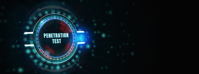 PENETRATION TEST inscription, cyber security concept. 3d illustration