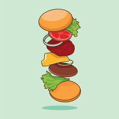 Burger in Part Illustration