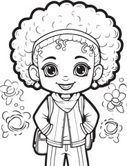 hand drawn kawai style coloring book page for kids