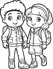 hand drawn kawai style coloring book page for kids