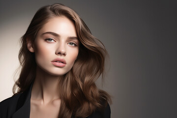 Fototapeta premium beauty shot of brown-hair female model - Generative AI