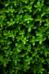 Herbal Richness: Vibrant Green Thyme Leaves Filling the Frame, Emphasizing Freshness