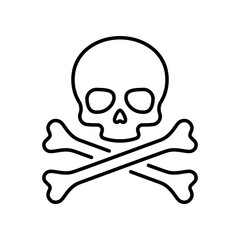 Skull and crossbones line icon vector isolated