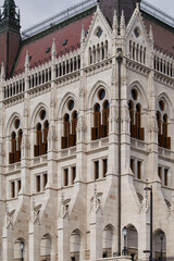 Beautiful facade of Hungarian Parliament Building (Hungarian: Országház) builth in neo gothic...