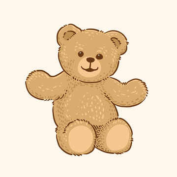 Teddy Bear hand drawing cartoon style, cute and funny vector image