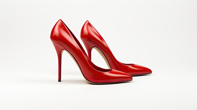 Full 3D rendering of 2 red womens high heel shoes
