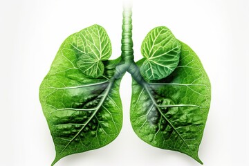 Concept lungs Healthy background isolated white texture leaf lungs Green - obrazy, fototapety, plakaty