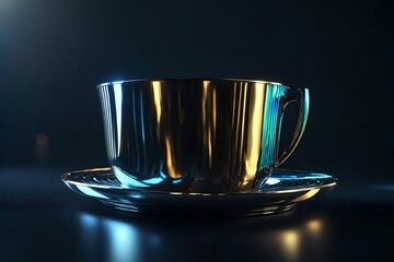 A futuristic metallic cup with sleek