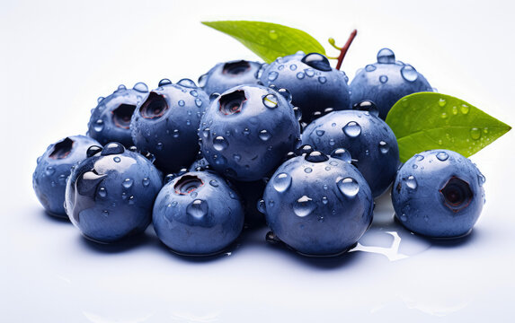 image of blueberry drop in splashes water on a white background