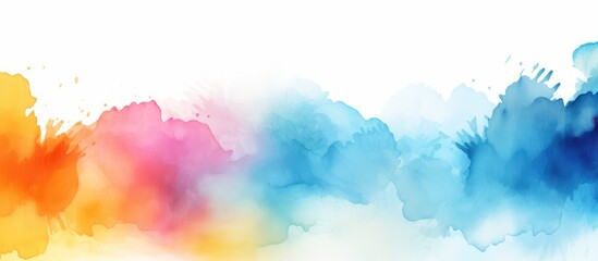 Colorful Watercolor border isolated on white, artistic background high resolution