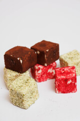 Home made healthy sweets.
hand-made vegan truffles and candies with coconut and pumpkon