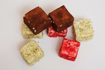 Home made healthy sweets.
hand-made vegan truffles and candies with coconut and pumpkon