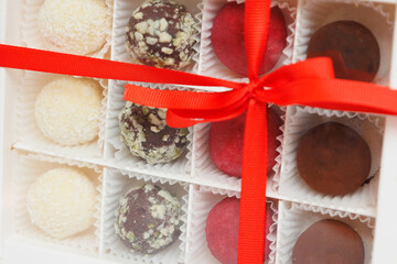 Home made healthy sweets.
hand-made vegan truffles and candies with coconut and pumpkon