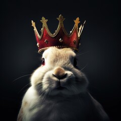 Portrait of a majestic Rabbit with a crown