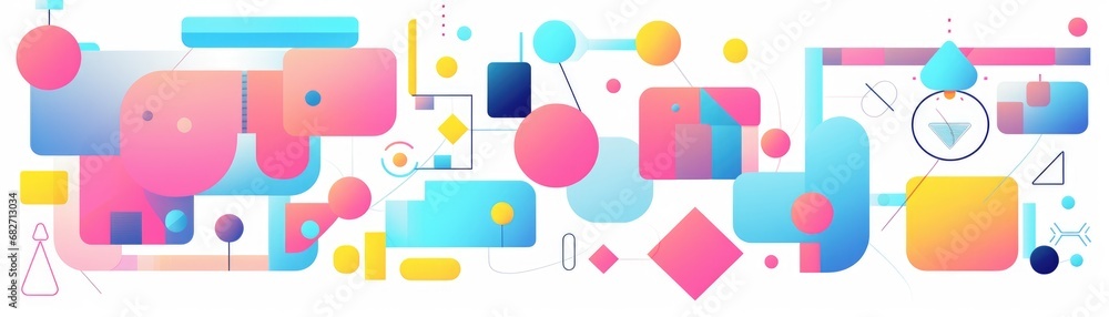 Poster banner of graphic design with simple geometric shapes. generative ai