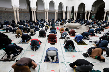 Prayer at the Paris Great Mosque, France