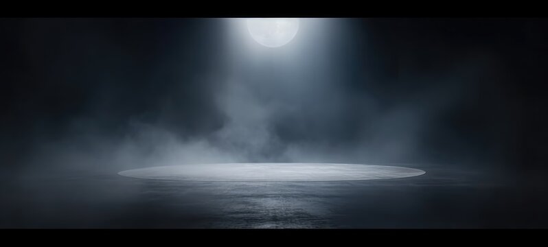 Dark abstract cement wall and studio room with smoke float up the interior texture for display products wall background high resolution.