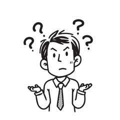 Young man cartoon character Confused thinking about problem vector illustration cartoon hand draw