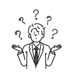 Young man cartoon character Confused thinking about problem vector illustration cartoon hand draw