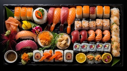 an image of a sushi platter arranged with precision and artistry