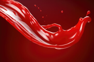 Red tomato ketchup splash on red background. AI Generated