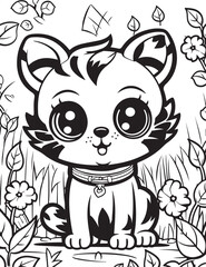 cute hand drawn tiger coloring page illustration