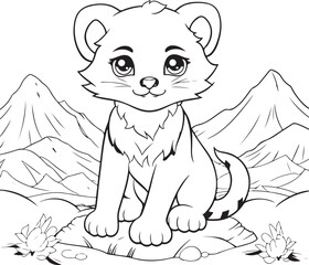 cute hand drawn tiger coloring page illustration