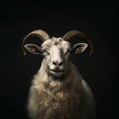 Portrait of a majestic Sheep with a crown