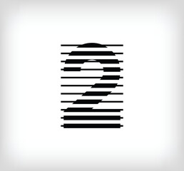 Number 2 scan line logo icon design, vector illustration. The number 2 formed by the combination of lines. Creative flat design style.