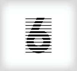 Number 6 scan line logo icon design, vector illustration. The number 6 formed by the combination of lines. Creative flat design style.